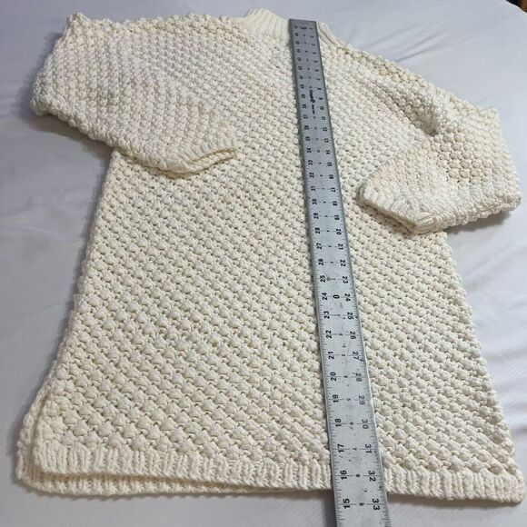 BASCO Hand Knit VTG White Popcorn Sweater Pullover Size Large - Picture 7 of 7